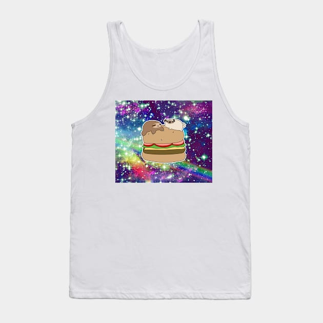 Sloth and Pug Burger Rainbow Space Tank Top by saradaboru